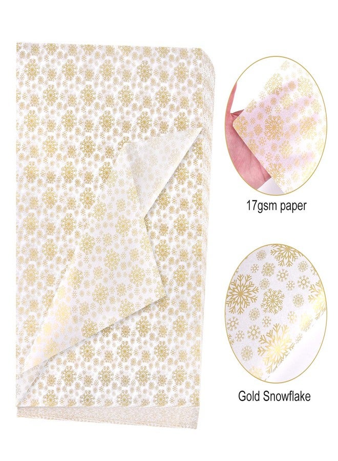 MIAHART 60 Gold Christmas Snowflake Tissue Paper Sheets 50x35cm Christmas Wrapping Paper for DIY and Craft Gift Bags Decorations(Gold) - Image 3